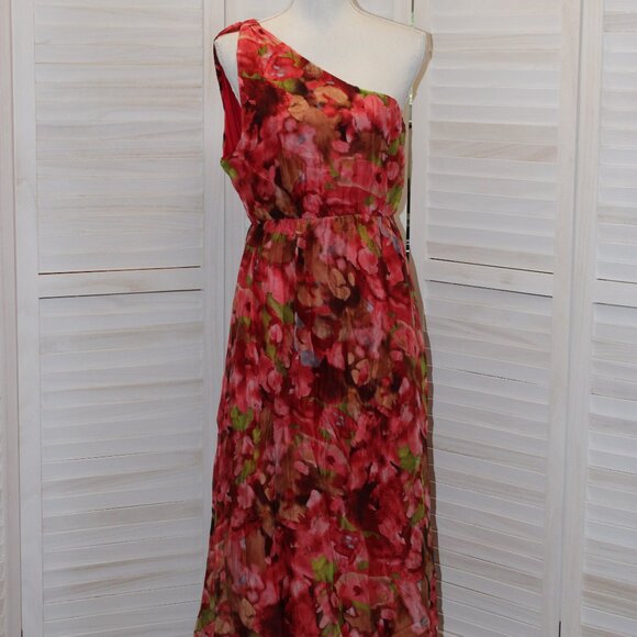LARA G by Lara Guidotti Red Floral Airy Silk Blend Dress Size XL - Picture 3 of 8
